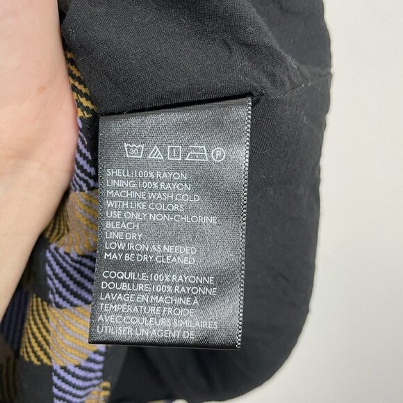 Urban Outfitters Women's Small Shirt Dress Nancy Plaid Button Purple Gold - Picture 4 of 5